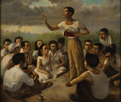 Chua Mia Tee, Epic Poem of Malaya (1955). Oil on canvas. 105.5 x 125 cm. Collection of National Gallery Singapore. This work has been collectively adopted by [Adopt Now] supporters.